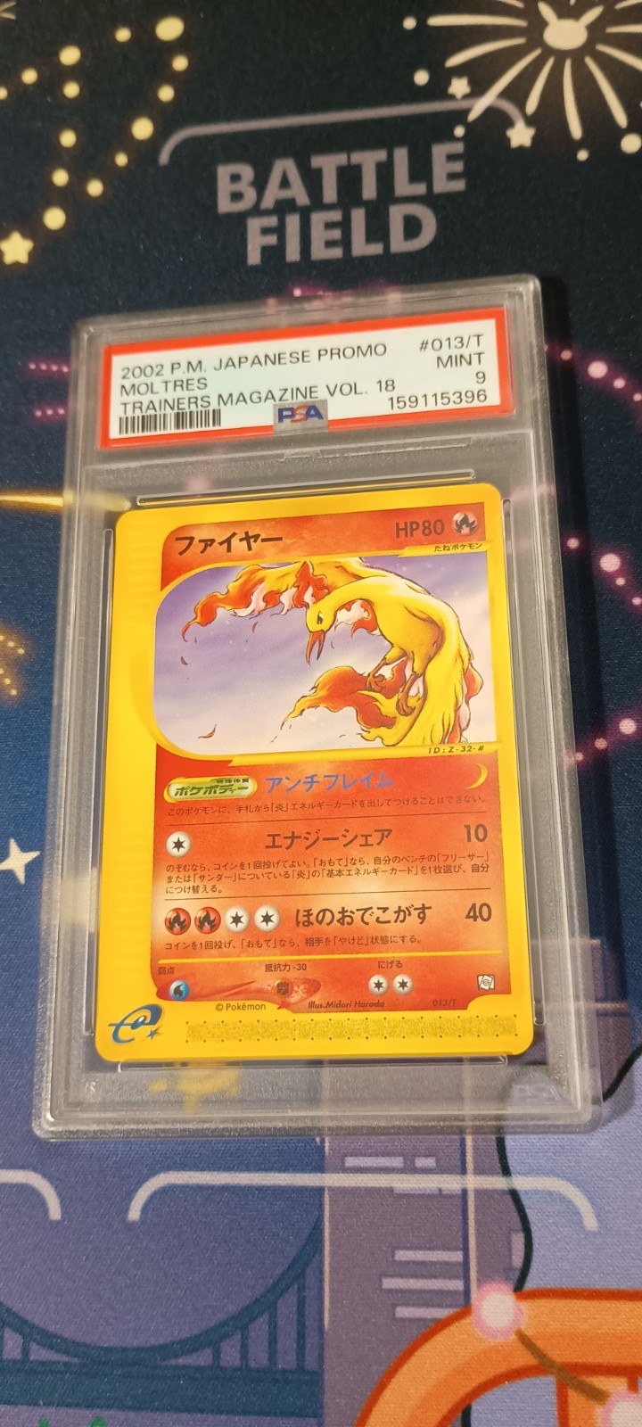 2002 Japanese Pokemon Trainers Magazine Promo Moltres 013/T - PSA 9