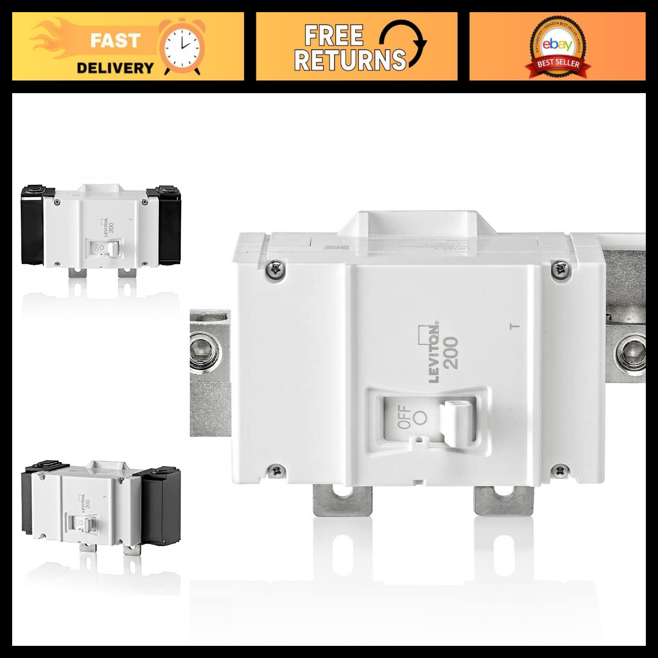 Leviton 200A 2-Pole Main Circuit Breaker, Thermal Magnetic, LM200-T, White