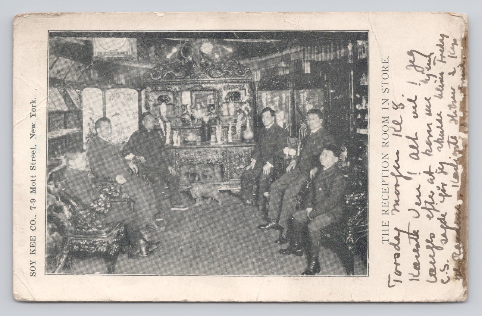 Soy Kee Co Reception Room Chinese Store Mott Street New York Chinatown Postcard