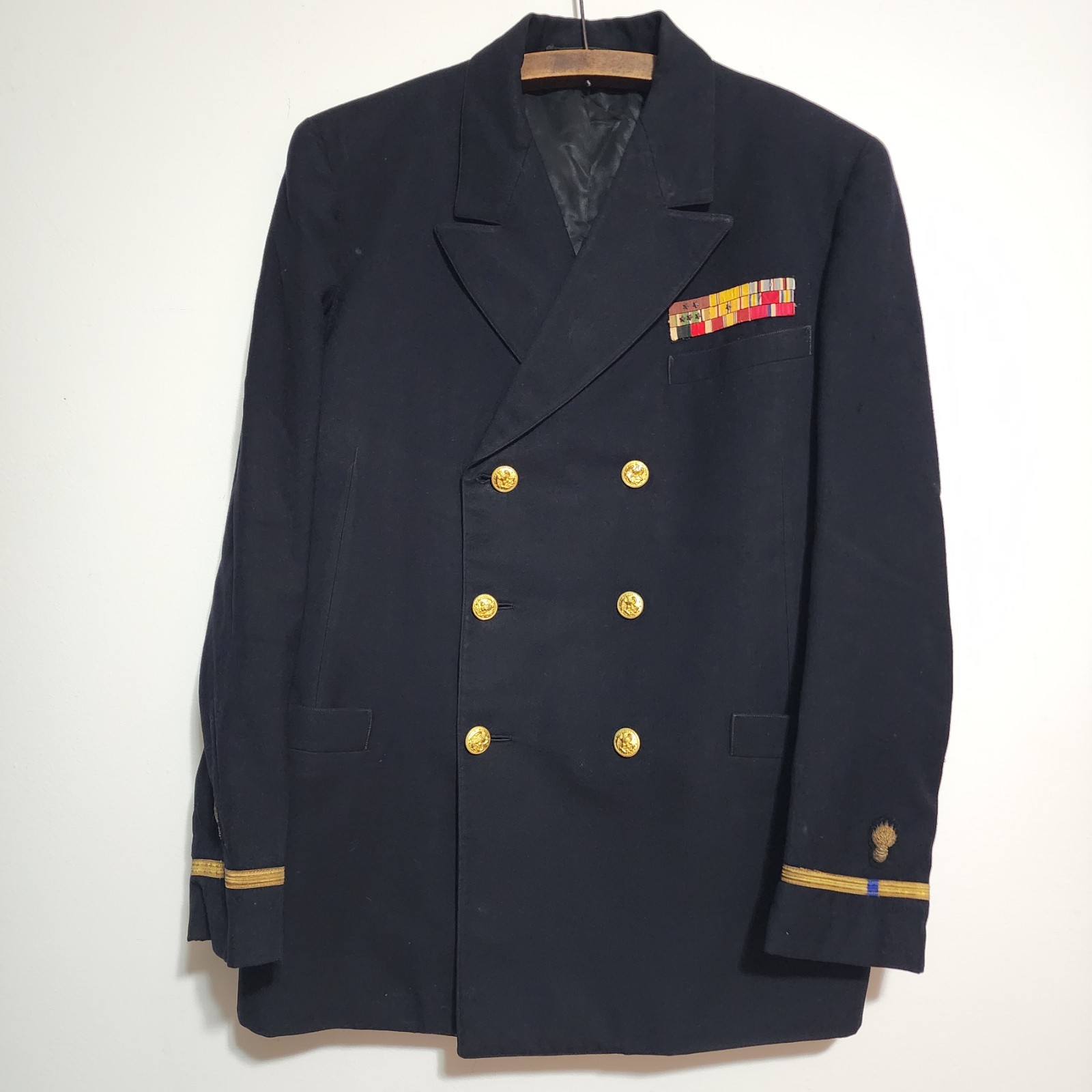 Named WWII USN Officer Overcoat James E Hagen CWO Gunner Two-Ocean Veteran