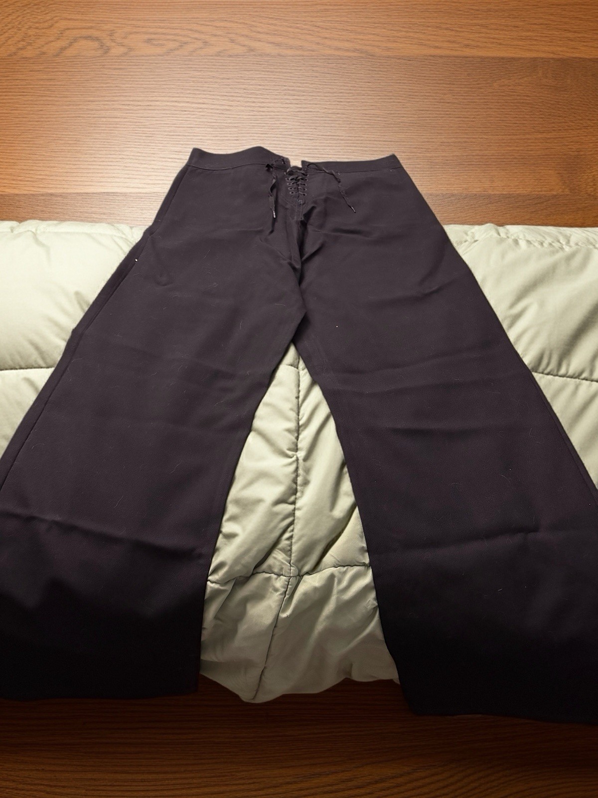 Vintage 1940s WWII US Navy Wool Bell Bottom Sailor Pants Lace Up Waist 33R