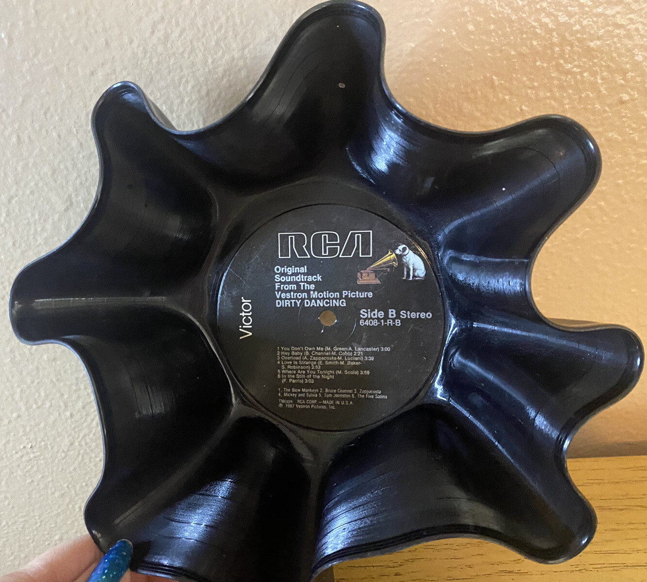 Dirty Dancing Record Bowl Basket RCA Recycled Vinyl Album