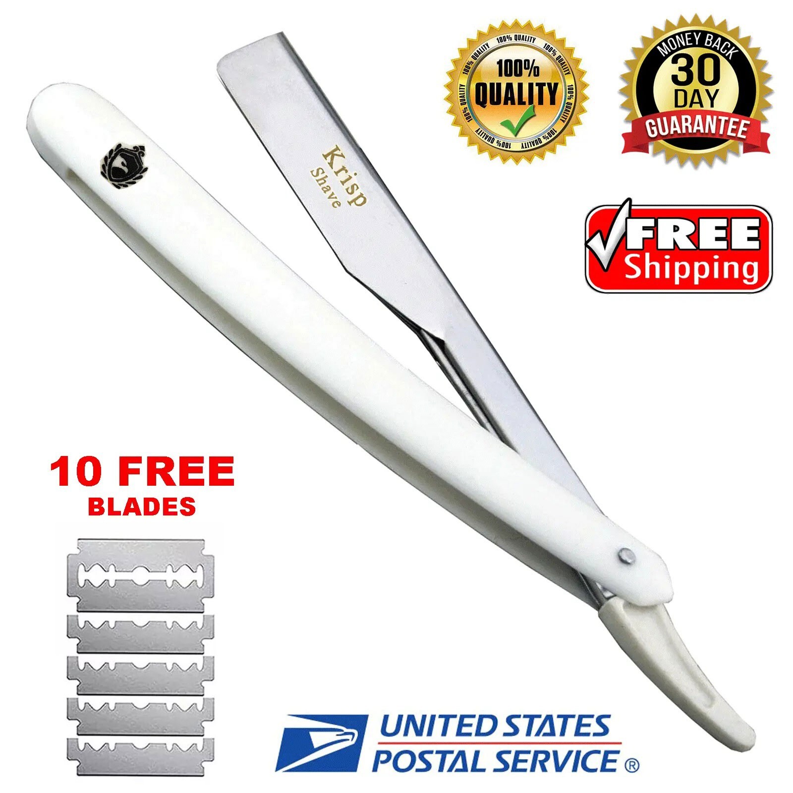 10 BLADES + BARBER BEARD CUT THROAT SHAVETTE STRAIGHT EDGE SHAVING RAZOR NAVAJA