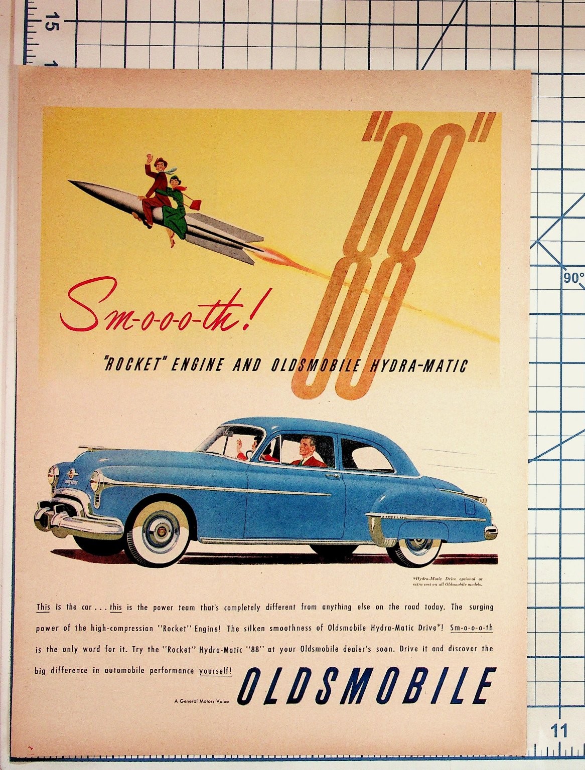 Oldsmobile Rocket 88 Car Ad 1949-50 Original Vintage Magazine Print Ephemera