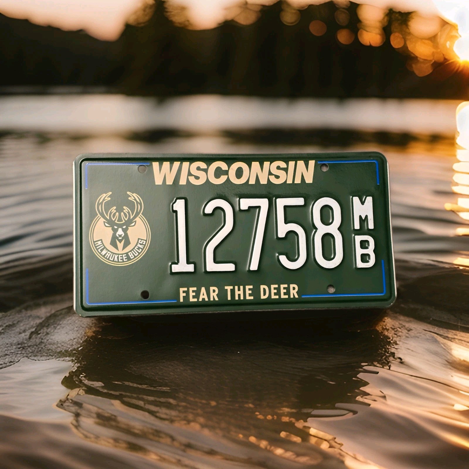 Wisconsin Milwaukee Bucks NBA Specialty License Plate - Fear the Deer