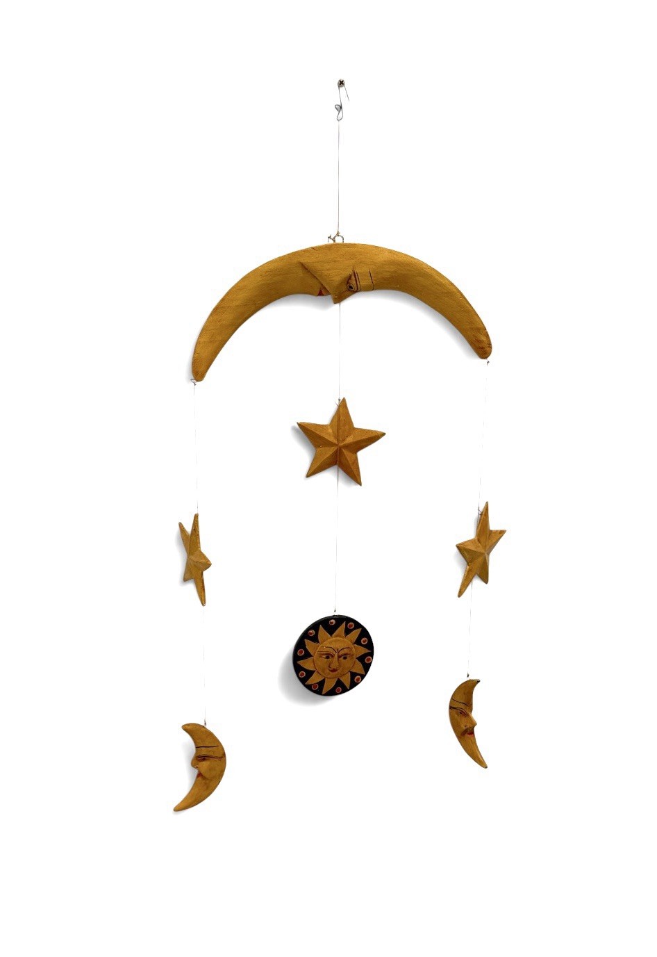 Rare Vintage Celestial Moon & Stars Hanging Mobile Hand Carved Original