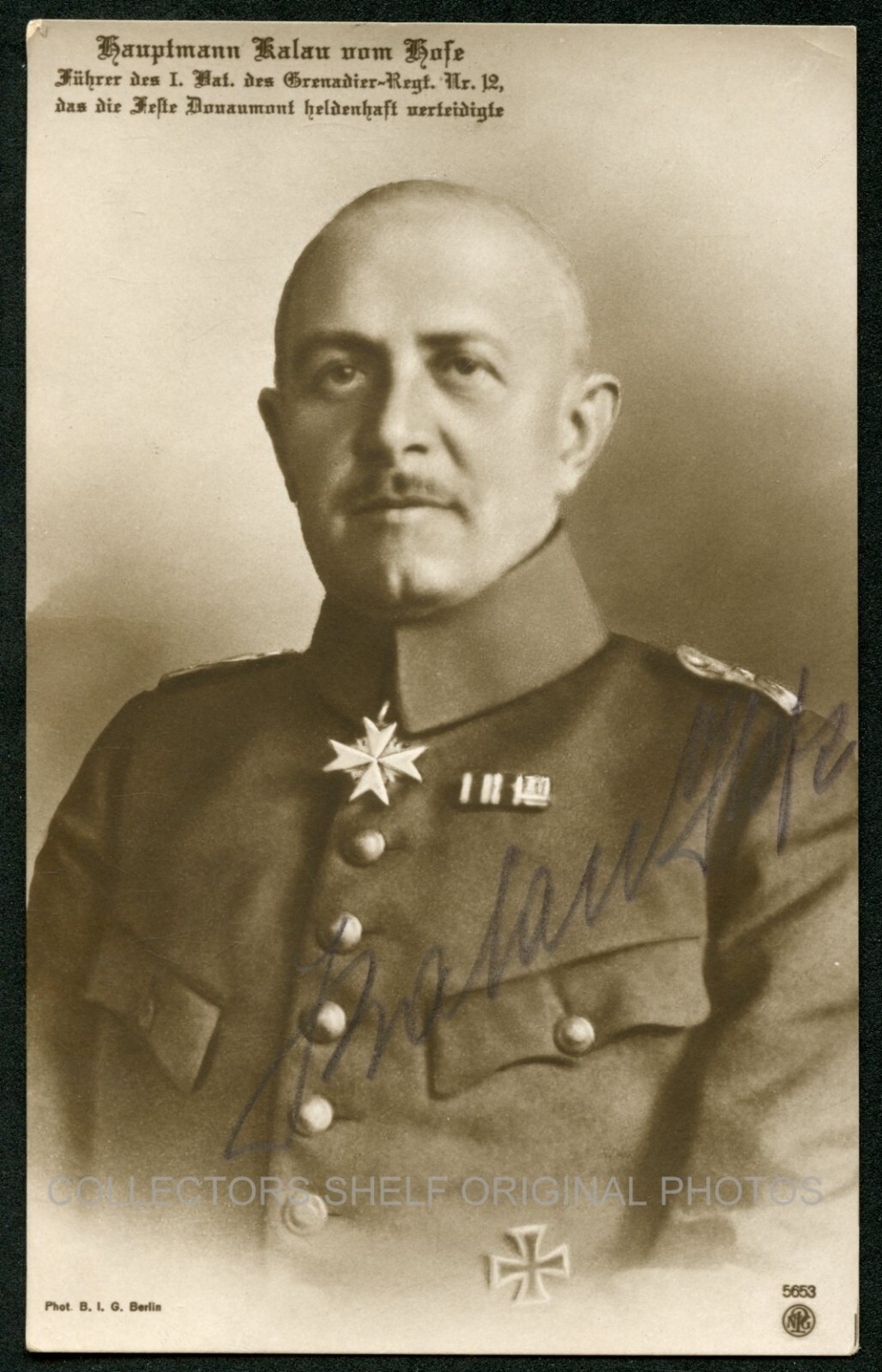 KALAU VOM HOFE GERMAN CAPTAIN HAND-SIGNED AUTOGRAPH WWI c1916 PHOTO RPPC