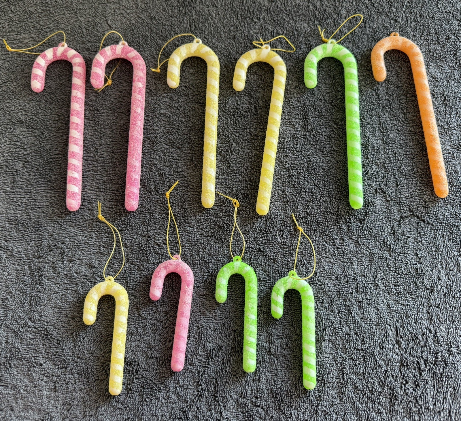  Vintage Sugar Coated Candy Cane Ornaments 10 pcs. 