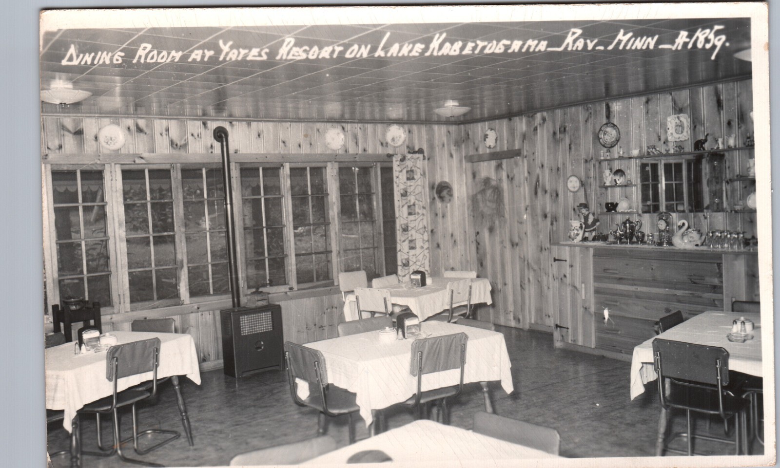 LAKE KABETOGAMA RESORT DINING ROOM ray mn real photo postcard rppc minnesota