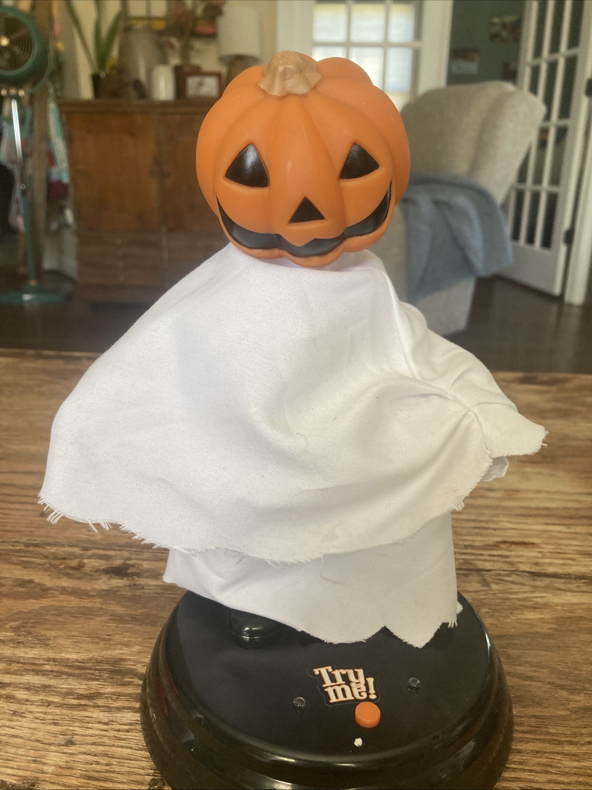 Gemmy Grave Raver Pumpkin Head Ghost Prop, Battery, Plastic/Fabric Tested Rare