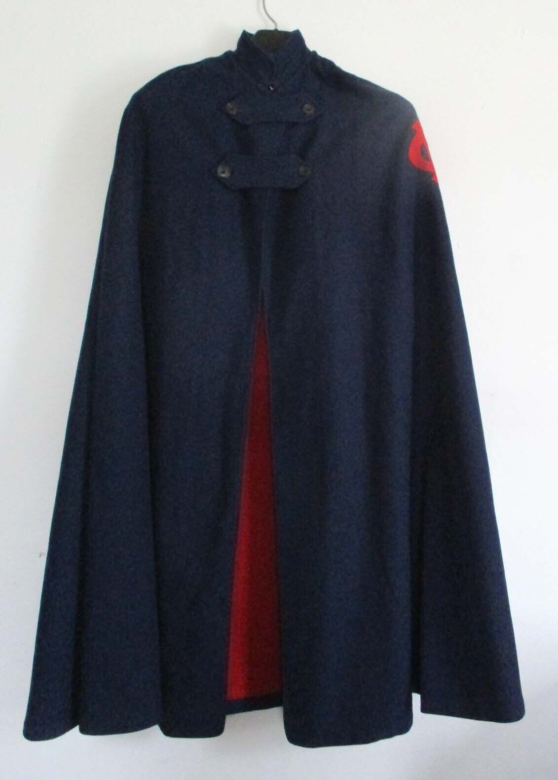 Vintage Nurse Uniform Long Wool Cloak Cape Blue Red WWII Cosplay Dark Academia