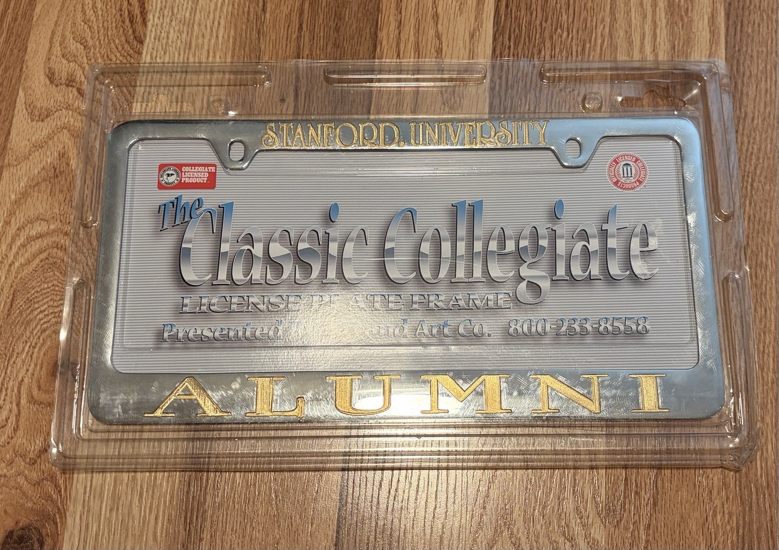 Stanford University Alumni Chrome W/ Gold Letter License Plate Frame Bracket New