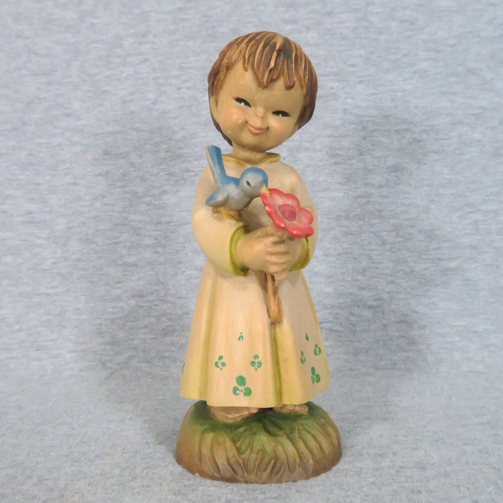 Anri First Blossom Figurine Juan Ferrándiz Hand Carved Painted Wood Vtg Italian