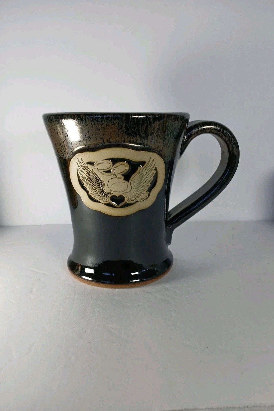 Sunset Hill Stoneware Handcrafted Coffee Mug  Angel Wings Heart
