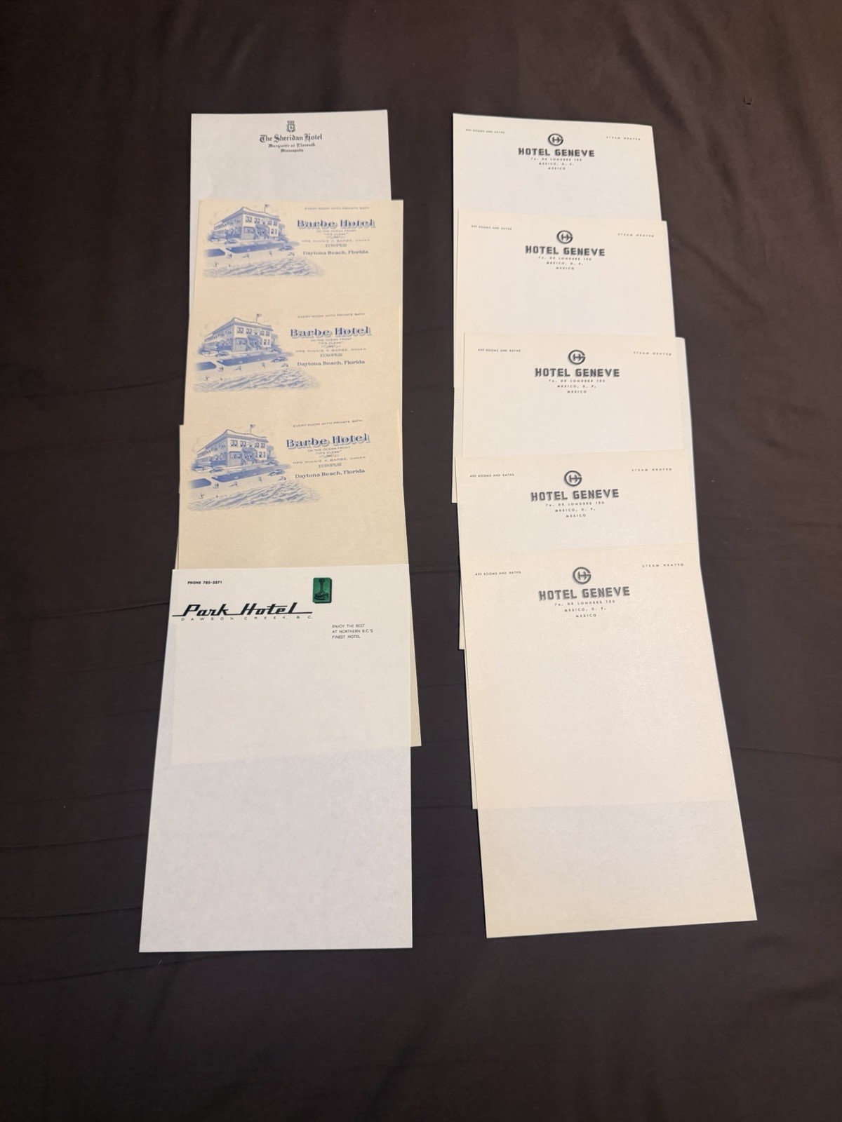 Letterhead 10 Sheets Of HOTEL Vintage Stationery Unused Lot (A)