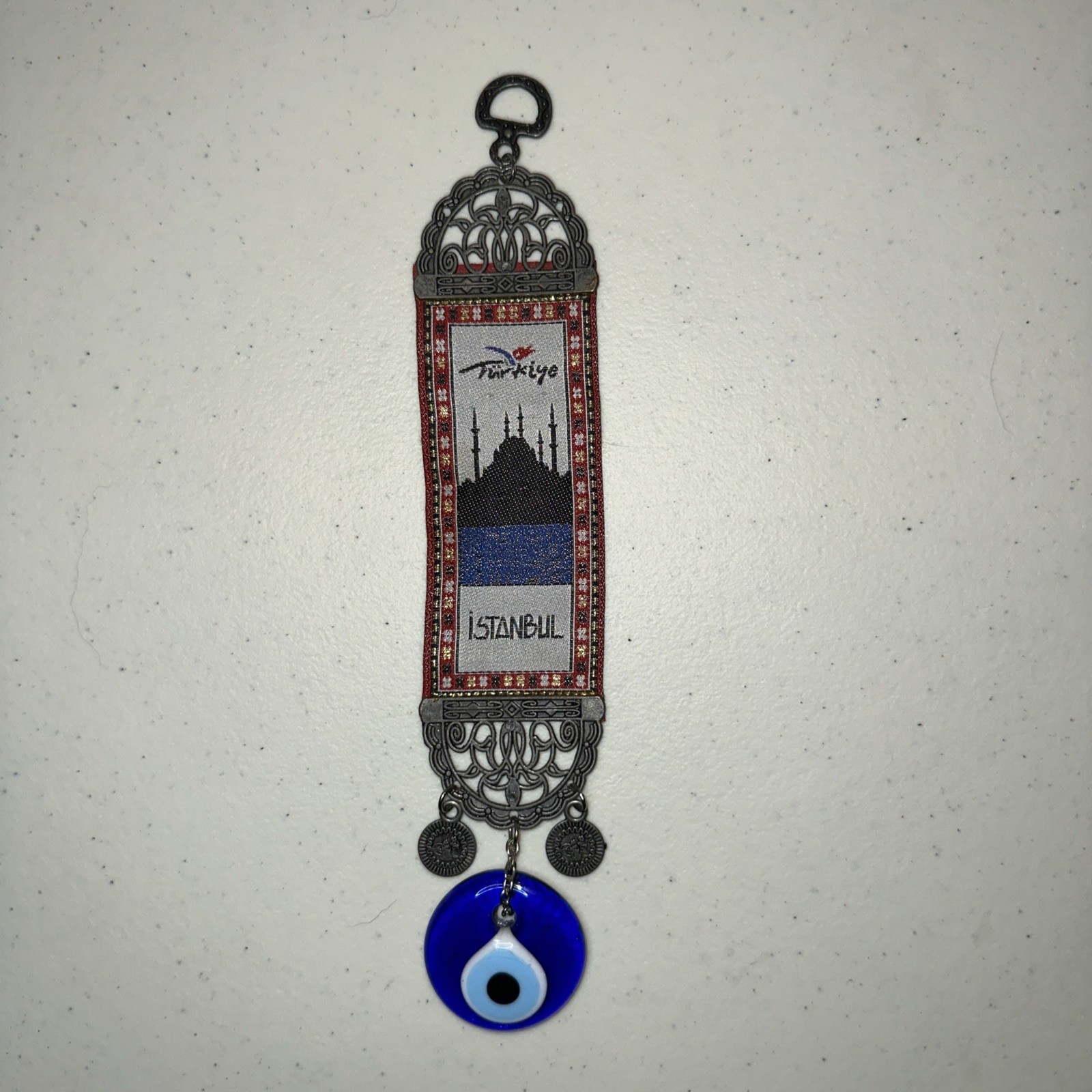 Turkish Handmade Evil Eye Oriental Carpet Wall Hanging Decorative Amulet