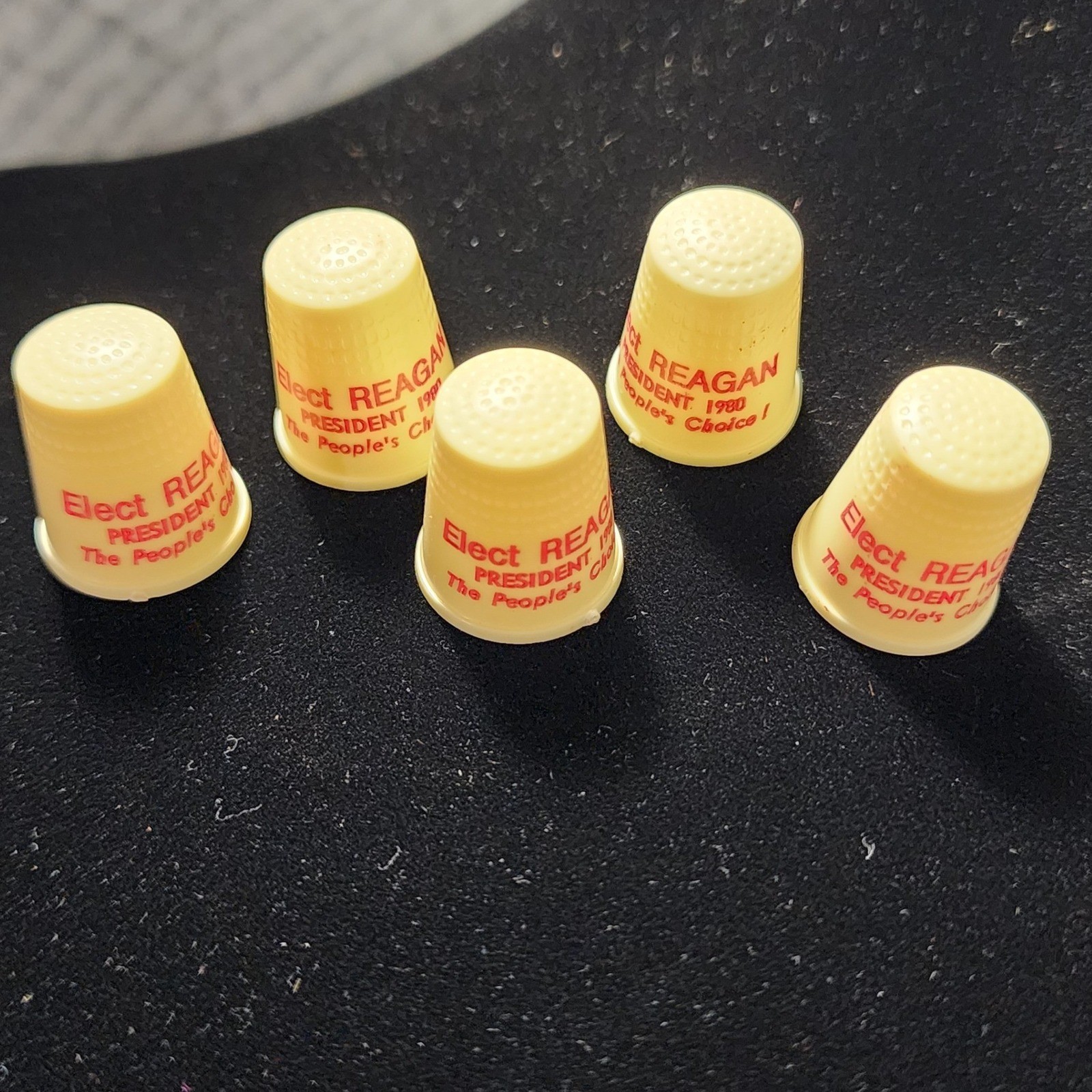 Vintage 1980 Ronald Reagan President Campaign Thimbles Set of 5 USA 18 Plastic