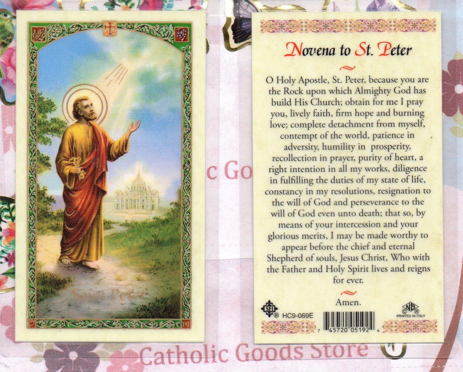 Saint Peter - Novena to St. Peter - Laminated Holy Card