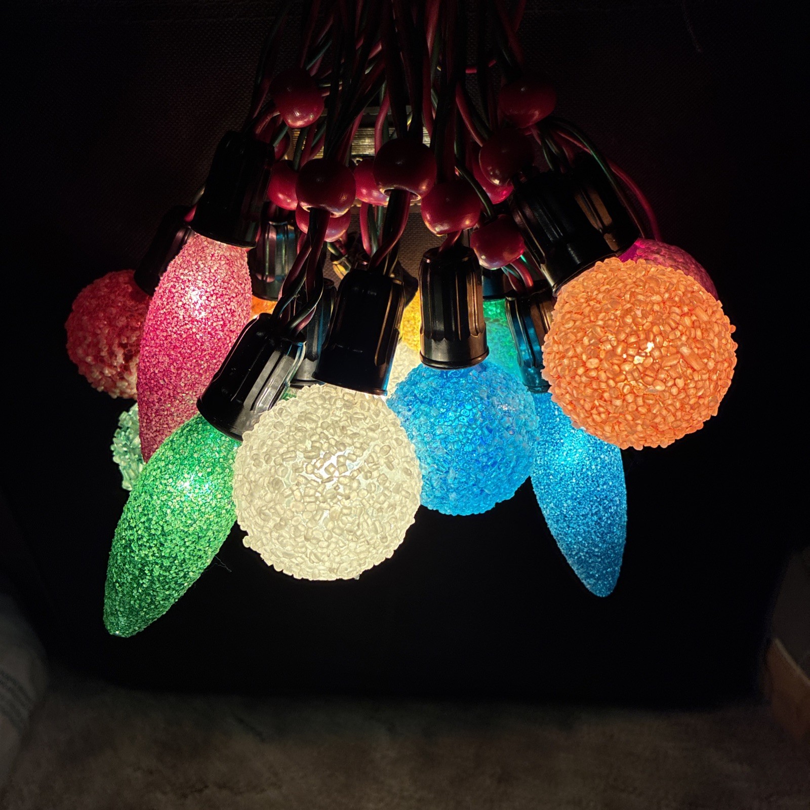 15 Vtg Christmas Lights Ice Snowball Light Bulbs With Noma Cord Works