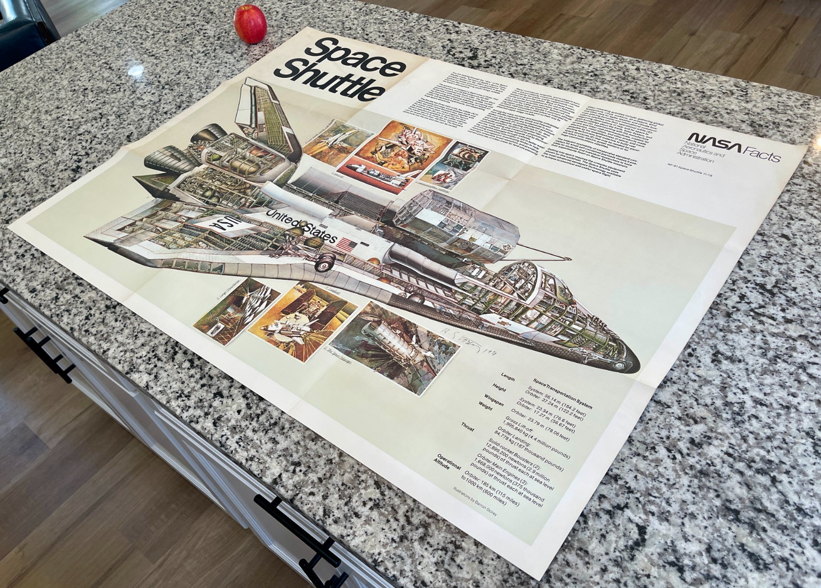 HUGE - Vintage NASA Space Shuttle Print 1978 - 42