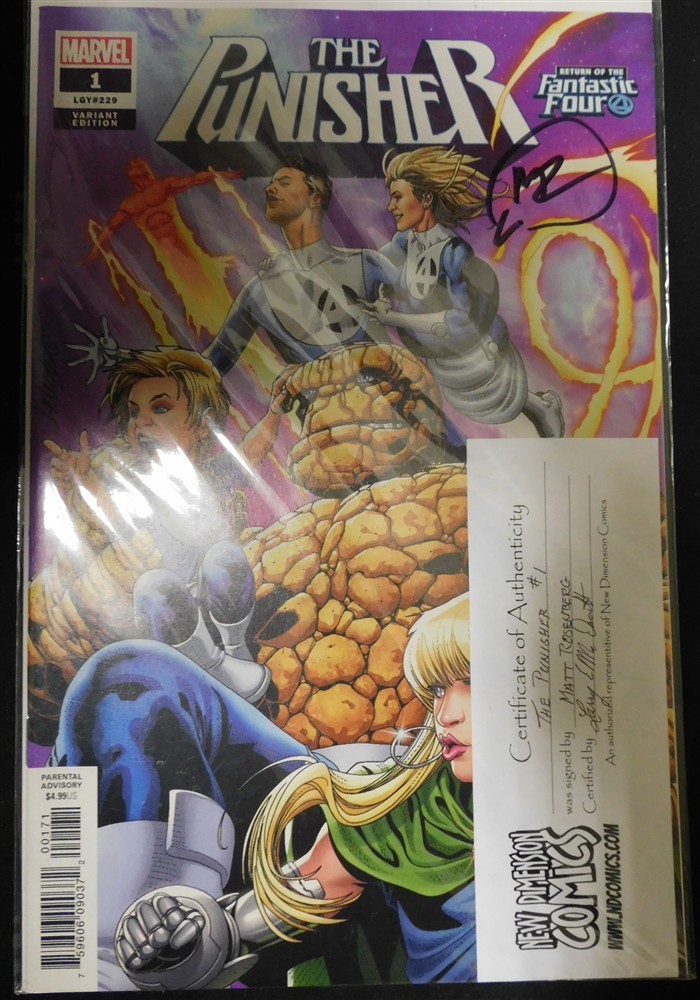 PUNISHER 1 MARVEL VARIANT COMIC SIGNED MATTHEW ROSENBERG W/COA FF 2018 VF/NM
