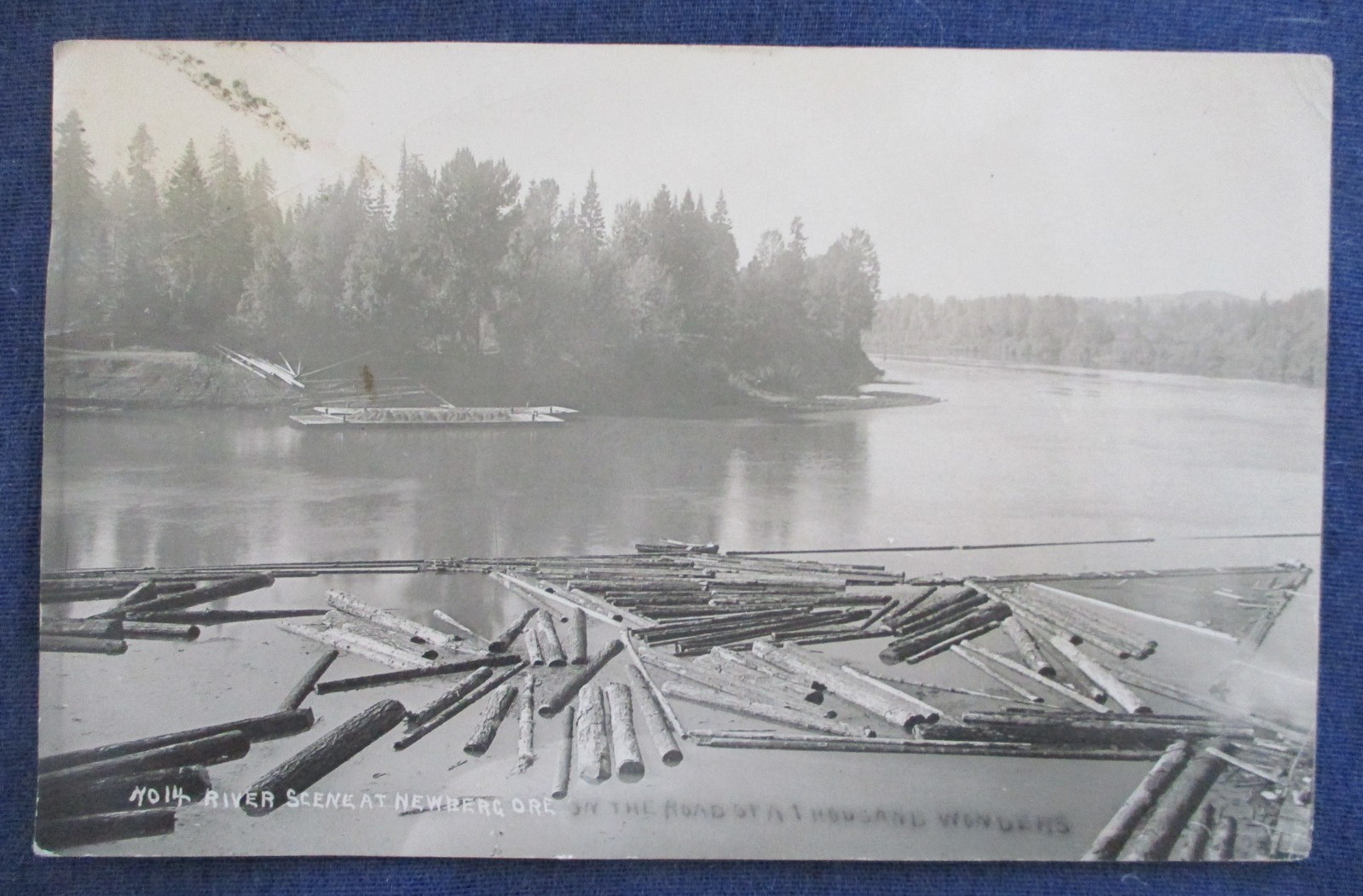 RPPC Newberg Oregon Logging Logs on River 1910s Postcard