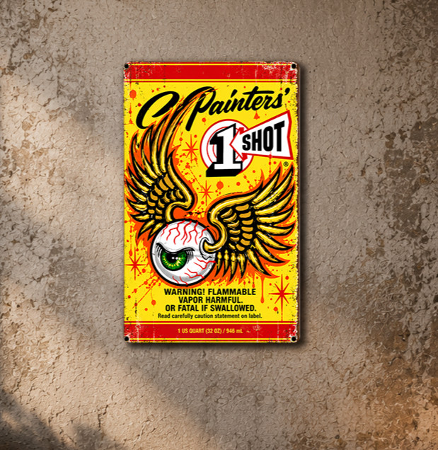 Kustom Kulture 1 Shot Painter Sign 8x12 Pinstriping Hot Rod Garage Wall Decor