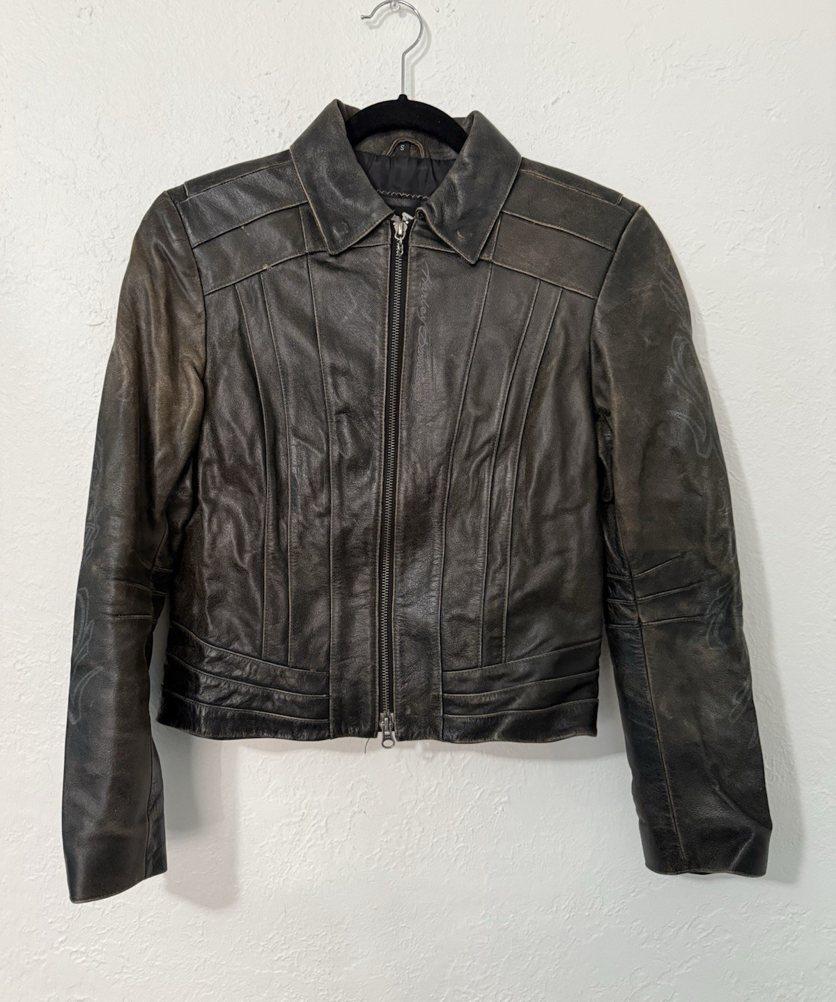 Vintage Harley Davidson Women\'s Distressed Leather Jacket Size small