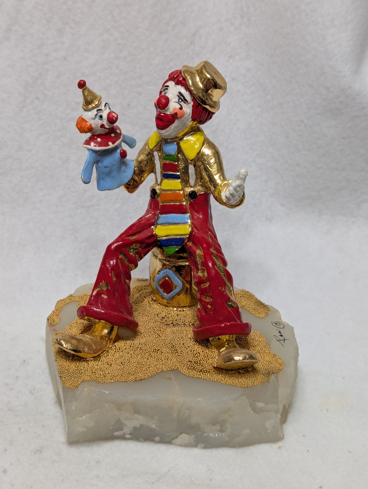 Ron Lee Clown Figurine #209 Poppy And Puppet. Mfg 1978, USA.