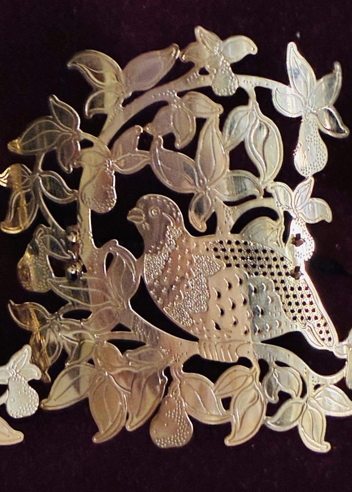 Baldwin Brass 24K Gold Napkin Rings PARTRIDGE PEAR TREE Christmas 12 Pc Set RARE
