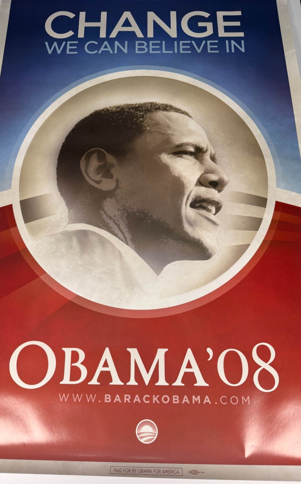 2008 Barack Obama Change We Can Believe In Original Campaign Poster