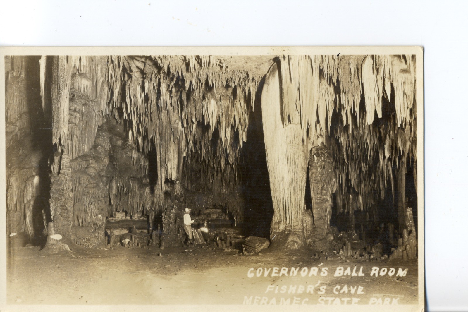 Fishers Cave, Governors Ball Room, Stanton, Mo. Missouri AZO Real Photo Postcard