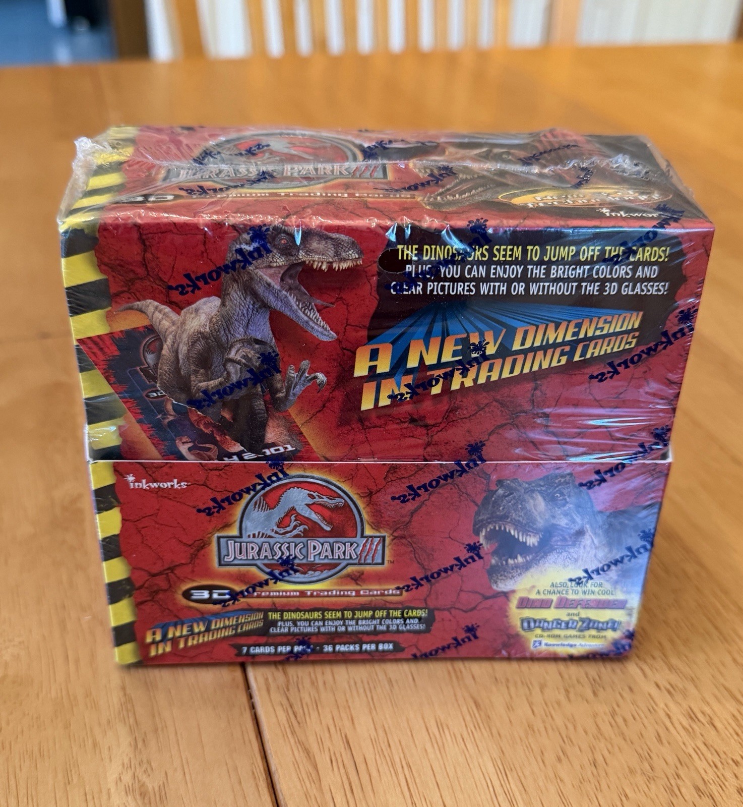 2001 Inkworks Jurassic Park III 3D Trading Cards Factory Sealed Box Pack Dino