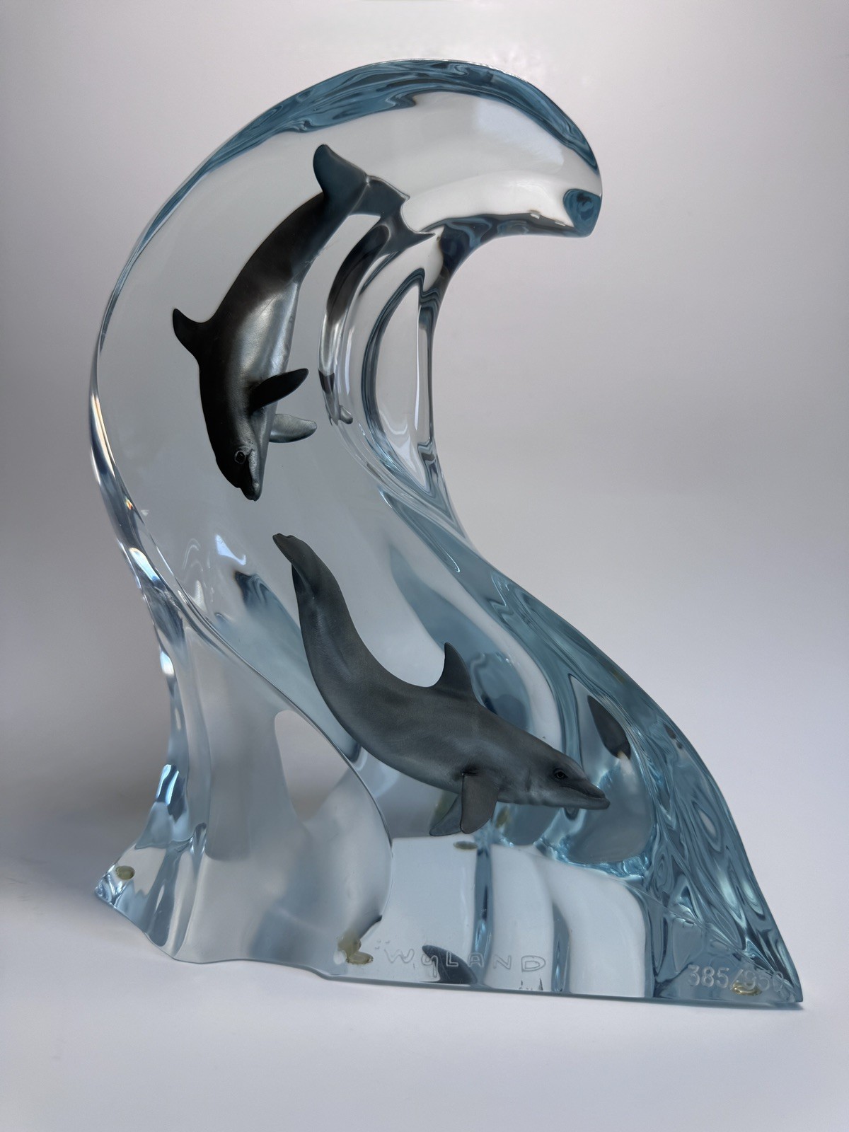 Robert Wyland Signed Limited Edition Lucite Dolphin Sculpture