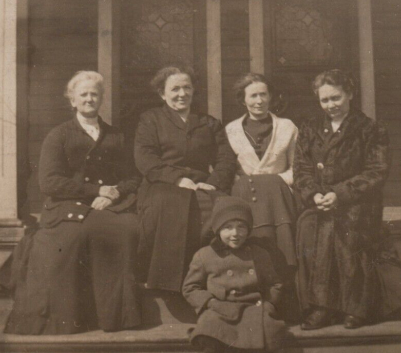 Family Portrait Overcoats Grandma Grandson People Photograph RPPC Postcard