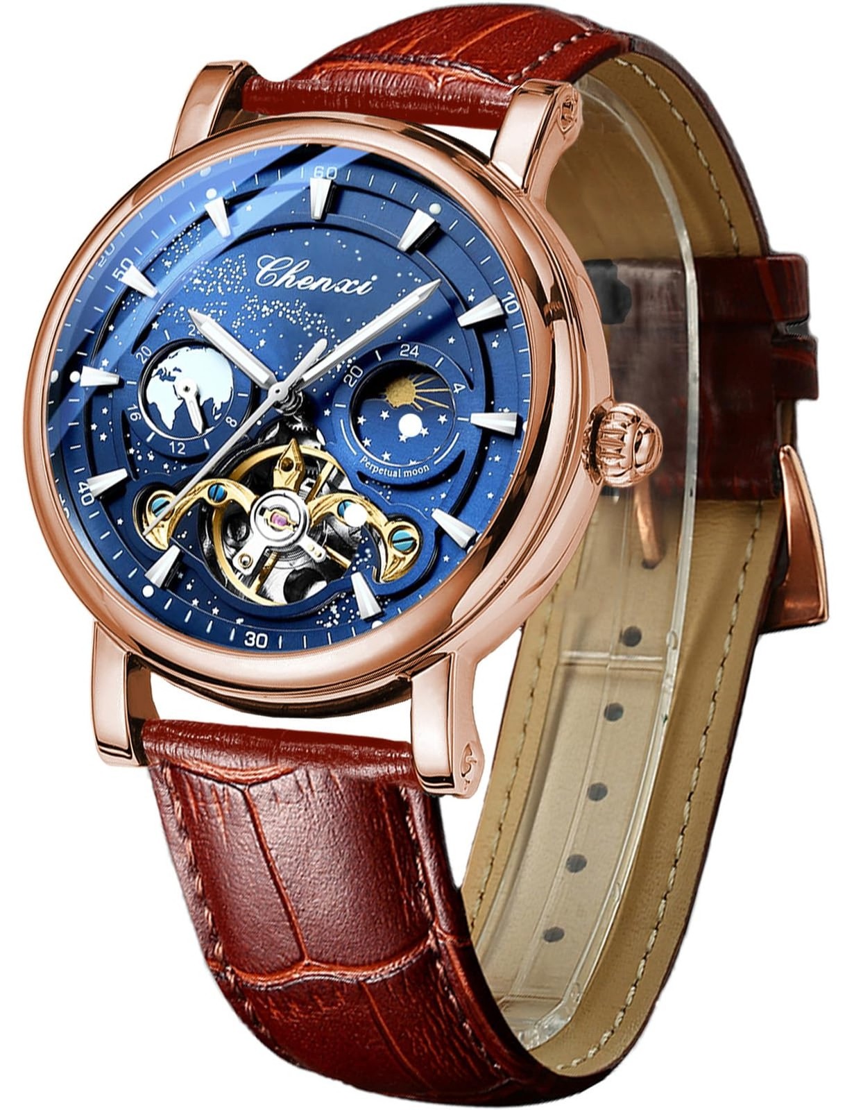 FORSINING Men's Watch Luminous Starry Sky with Moon Phase Tourbillon, Mechani...