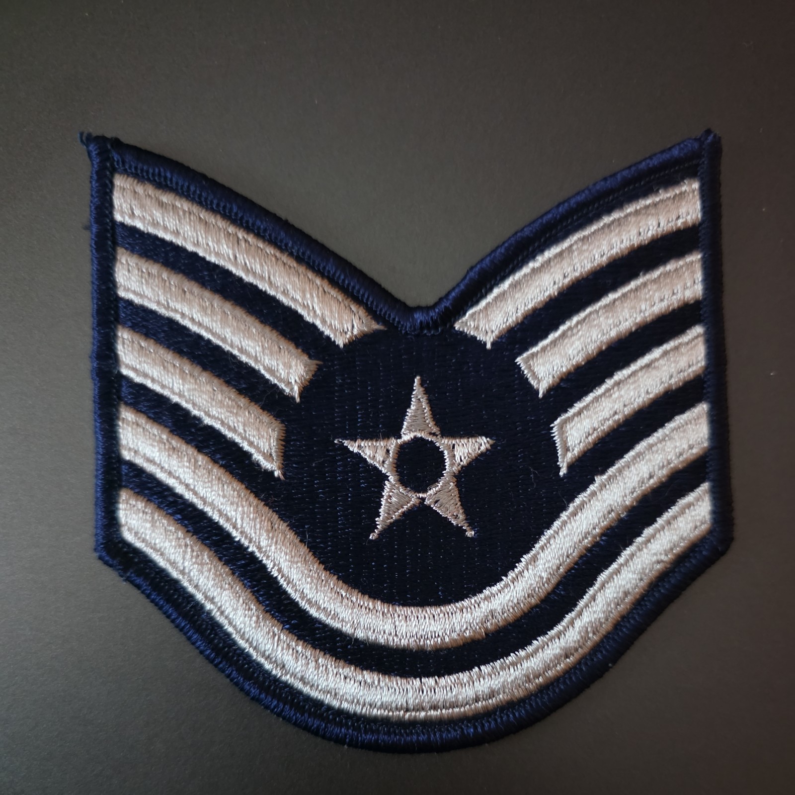 NEW White USA Air Force Military E-7 Technical Sergeant Chevron Insignia Patch