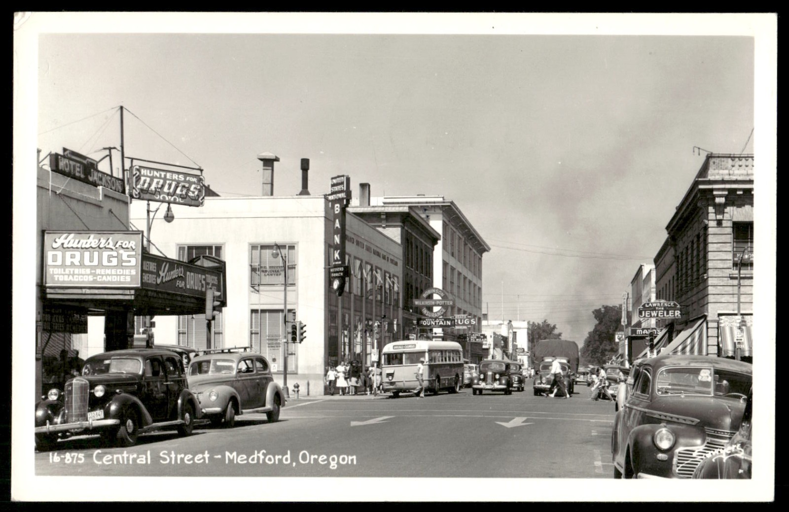 Vintage Postcard Real Photo Central Street Medford Oregon Drug Store