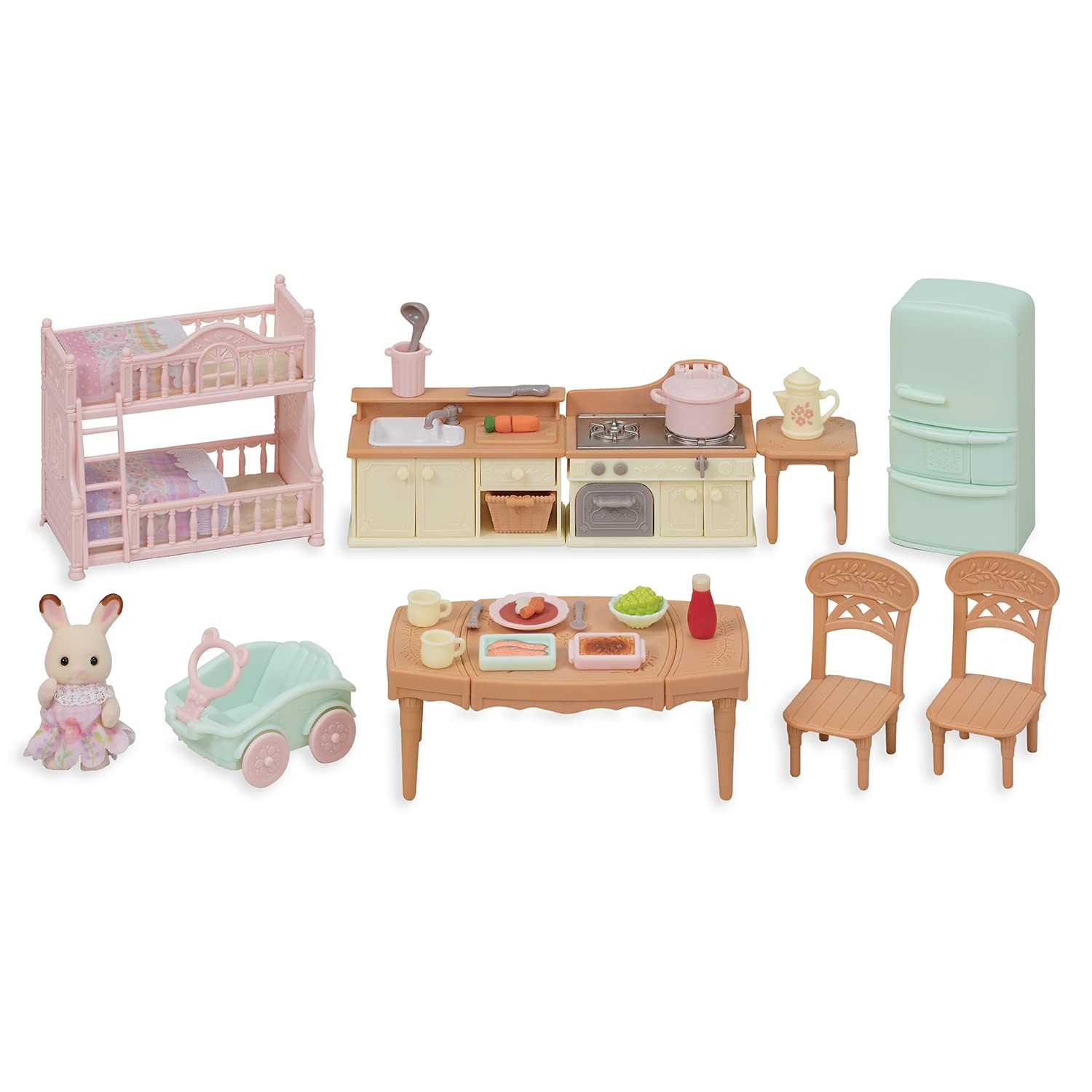 NEW EPOCH Sylvanian Families Doll & Furniture Set Red Roof Country Home