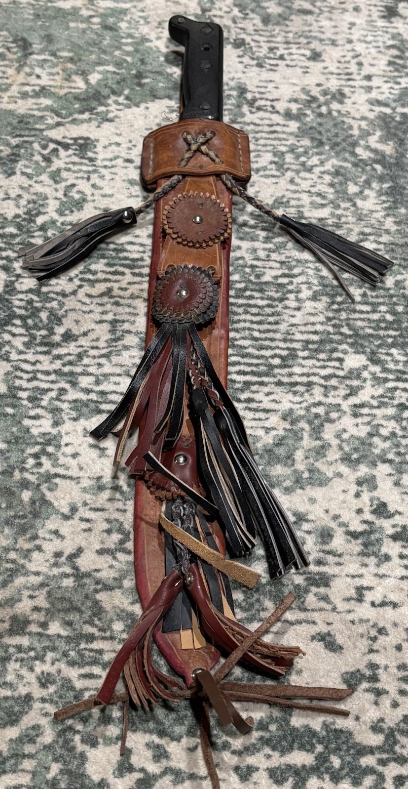 Vintage Montero Honduras Machete w/ Leather Sheath & Decorative Tassels