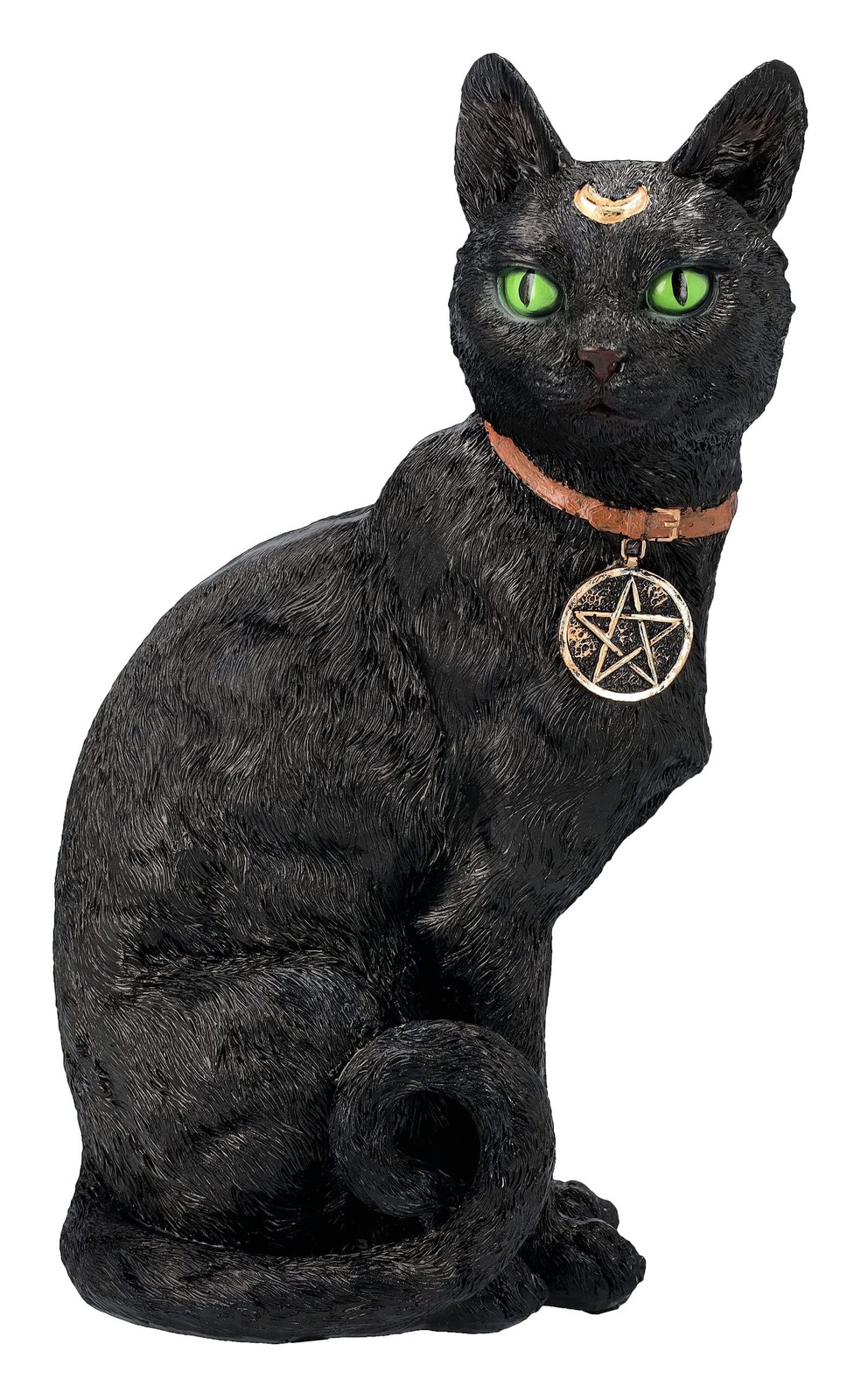 Pacific Giftware Realistic Black Cat Sculpture Crescent Moon Wicca Charm 12 Tall