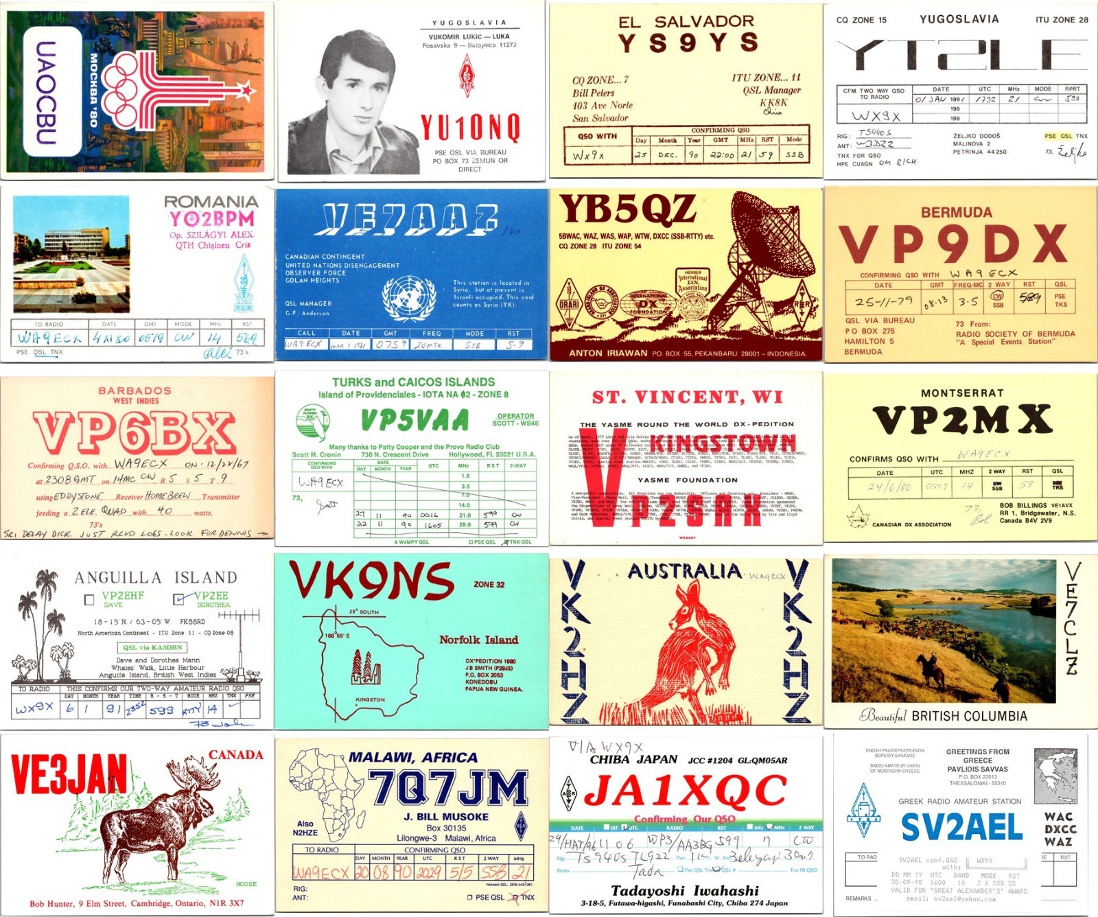 50 DX Mix QSL Vintage Ham Radio Cards Lot N02