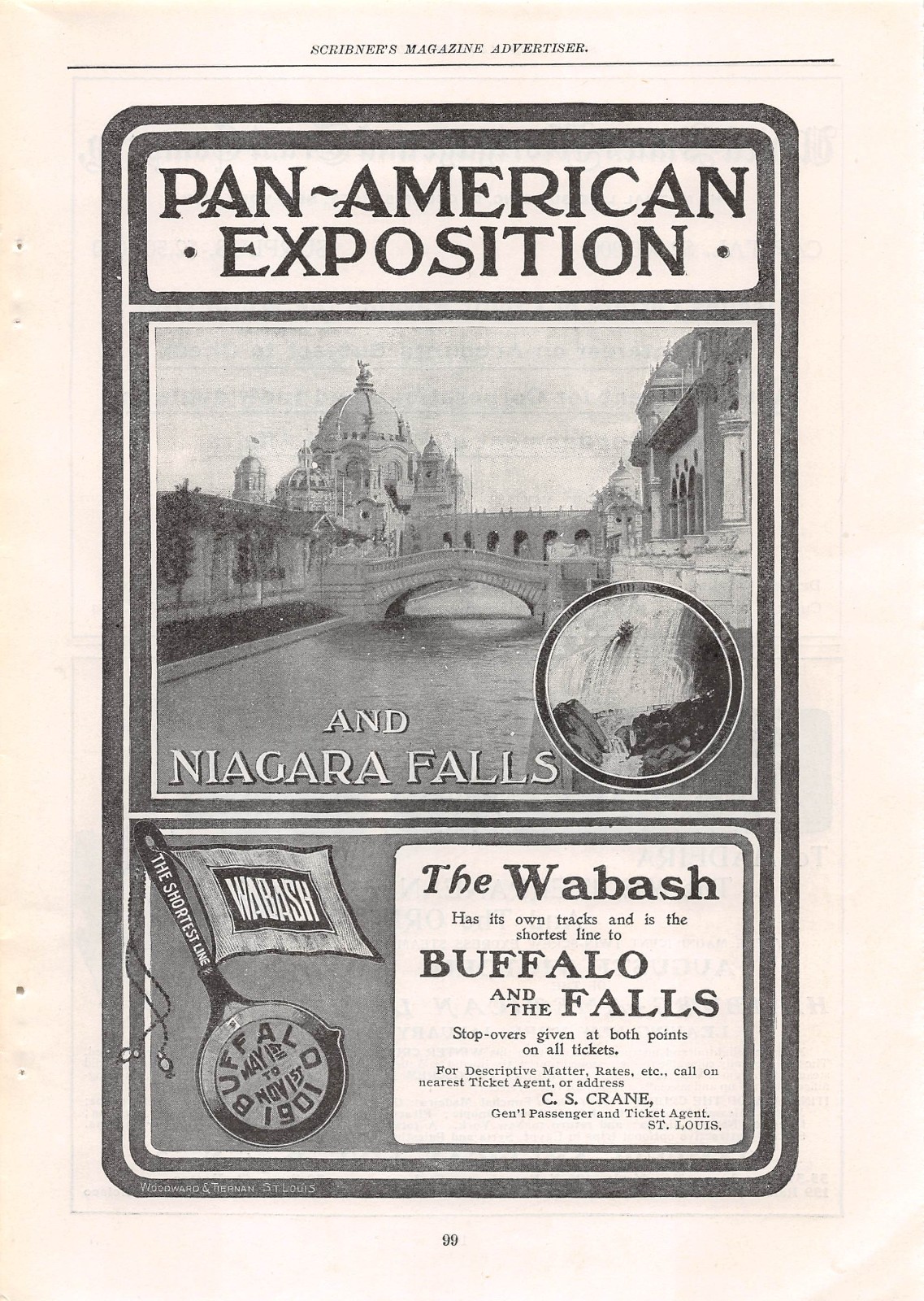 original1901 print ad PAN-AMERICAN EXPOSITION Wabash RR Buffalo NY Niagara Falls