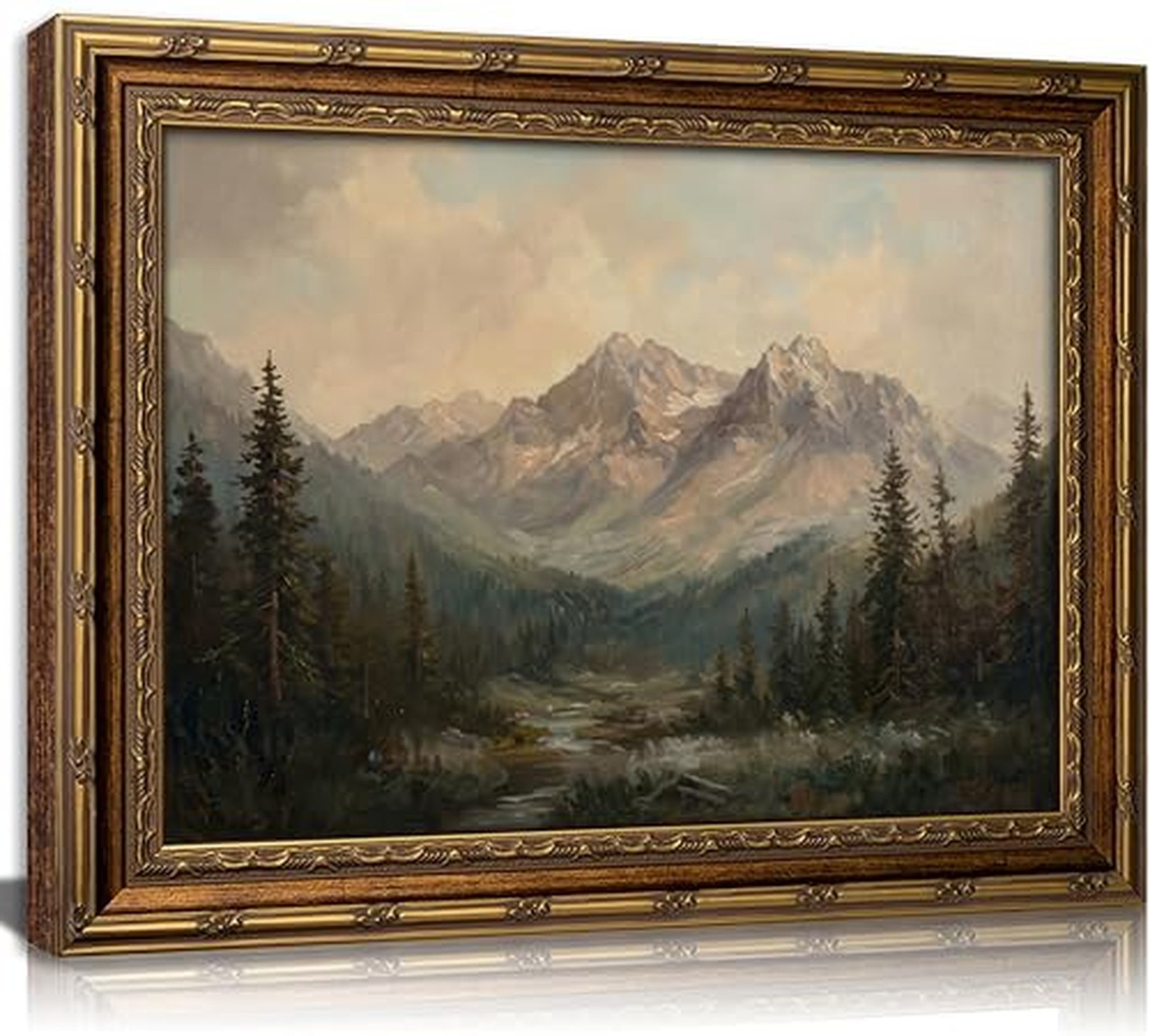 KKP Vintage Mountain Framed Wall Art, Antique Landscape Canvas Prints