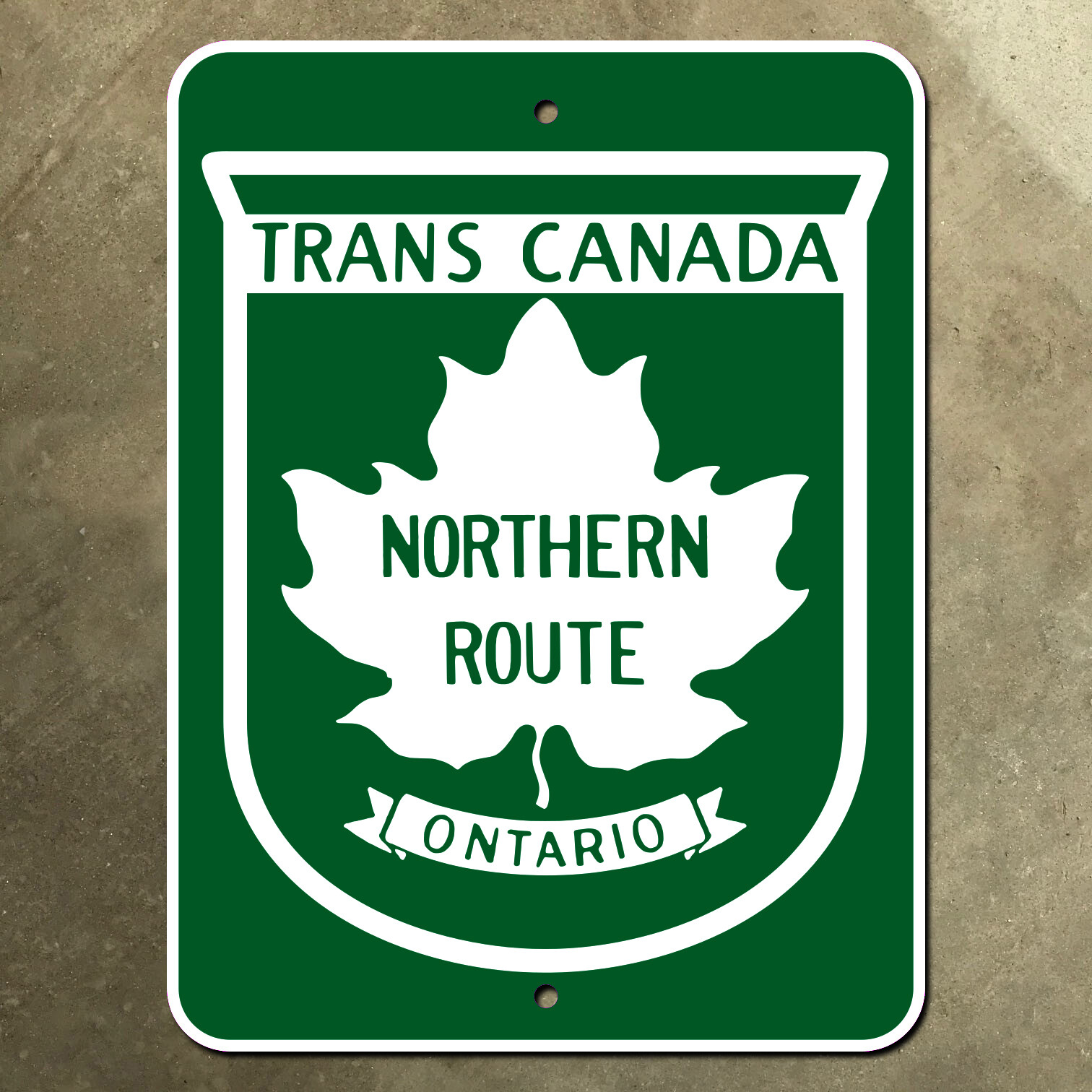 Ontario Trans-Canada highway Northern Route marker road sign 1966 9x12