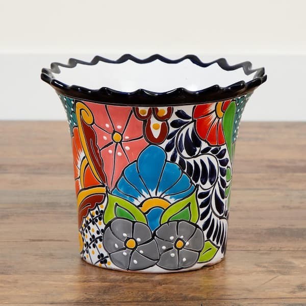 10 In. X 12 In. Handmade Mexican Talavera Ceramic Planter