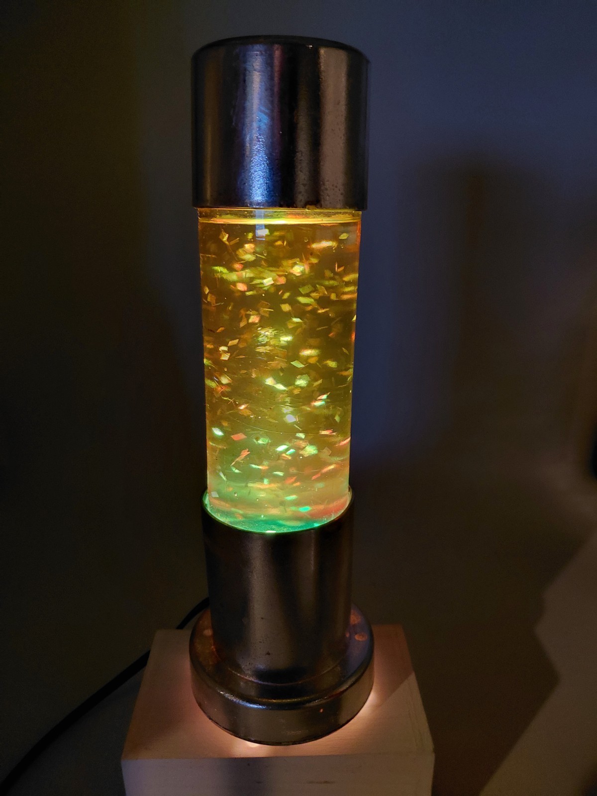RARE Vintage 80'S YAPS 10'' Confetti Gold Glitter Lava Lamp WORKS see Video