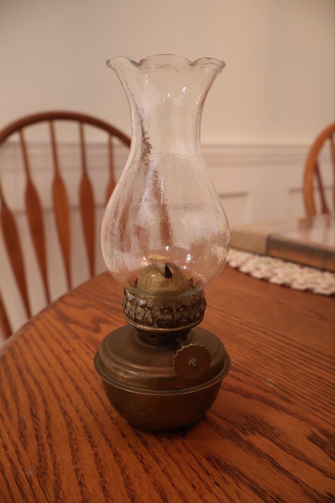 3 Piece Antique Oil Lamp