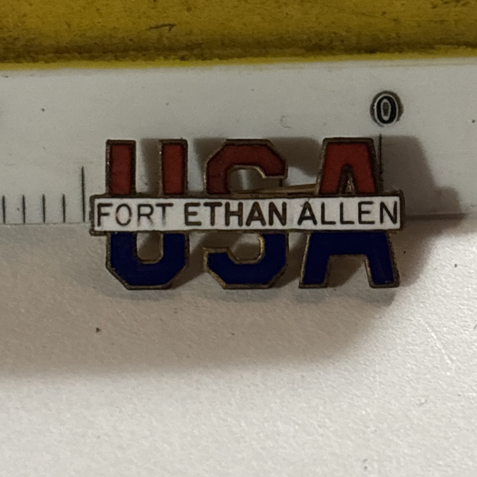 Vintage USA Fort Ethan Allen  Field Lapel Pin 3/4”