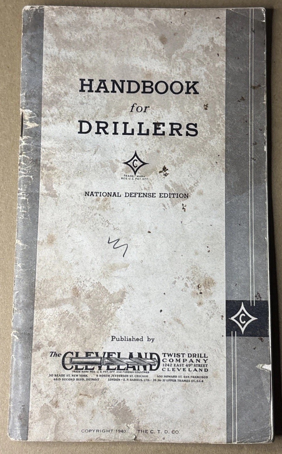 1940 Handbook For Drillers National Defense Cleveland Twist Drill WW2 